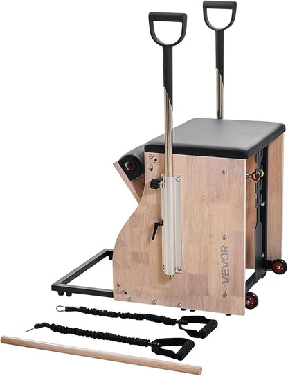 VEVOR Pilates Reformer Machine, Pilates Workout Equipment for Home Gym Studio Use, Pilates Bed with Dual Resistance- Spring & Cord, Reformer Set, Up to 400 LBS