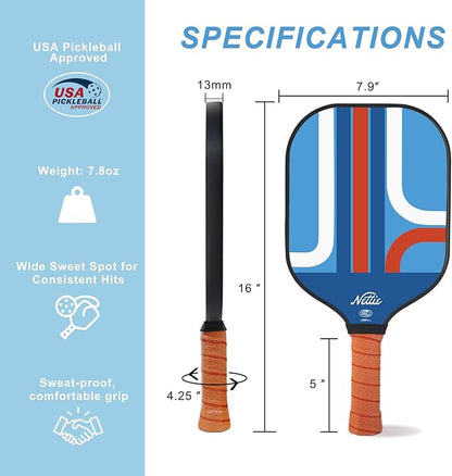Pickleball Paddles, Carbon Fiber Pickleball Paddles Set of 1/2/4, USAPA Approved 13mm Polymer Core Pickleball Set for Intermediate, Stylish Pickleball Gifts