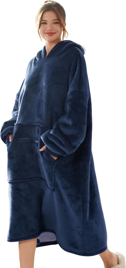 WDCOZY Wearable Blanket Hoodie Oversized Sherpa Fleece Hooded Sweatshirt with Adjustable Eye Mask Cozy For Adults Women Men