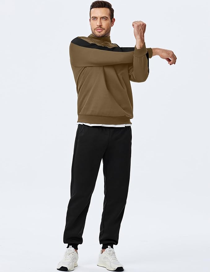 JMIERR Men's 2 Piece Casual Outfits Quarter Button Lightweight Sweatshirt Tracksuit & Joggers Sweatpants Sweatsuit Set