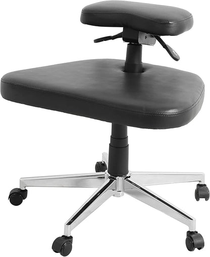 Meditation Chair for Adults Height Adjustable Tilt Angle, Ergonomic Kneeling Chair with Wheels, Criss Cross Legged Chair for Office and Home(Black)
