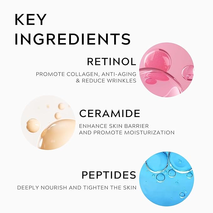 Retinol Serum for Face Anti-Aging Wrinkle with Ceramide - Anti-Aging Night Serum Capsules for Face Firming and lift, Light-weight & Hydrating Care, Travel Friendly | 30 Capsules