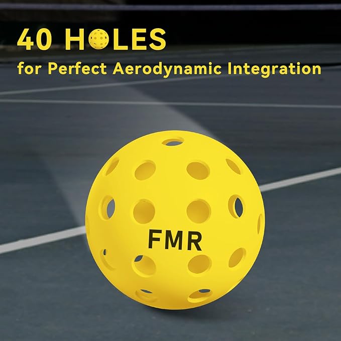 Pickleball Balls,40 Hole Outdoor Balls, USA Pickleball Approved Pickle Ball for Tournament Play, Crack-Resistant, Aerodynamics, 4 /12Packs