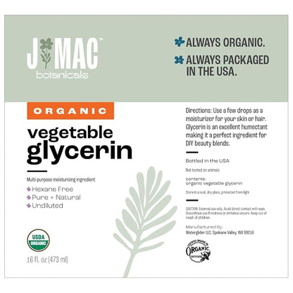 J MAC BOTANICALS Organic Vegetable Glycerin 16 oz - TWO PACK (32 oz total)
