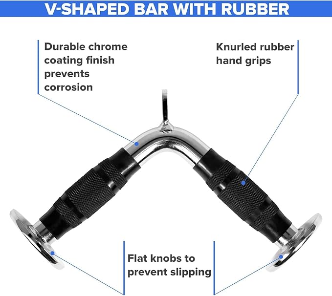 Yes4All Cable Machine Attachment, Tricep Straight Bar, V Bar, LAT Pulldown Attachments/Accessories Load 880lbs for Home Gym