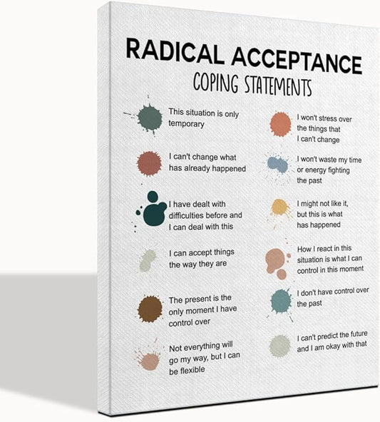 Mental Health Décor, Mental Health Wall Art, Mental Health Posters, School Counselor Supplies, Canvas Wall Art, DBT Poster, Therapist Office Decor, Radical Acceptance Canvas Poster 6x8 inch