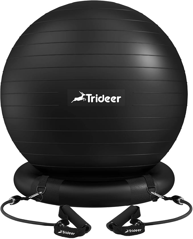 Trideer Ball Chair - Yoga Ball with Base & Bands for Home Gym Workout
