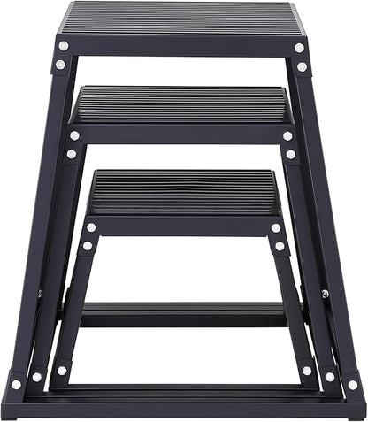 VEVOR Plyometric Jump Box, 18 Inch Plyo Box, Steel Plyometric Platform and Jumping Agility Box, Anti-Slip Fitness Exercise Step Up Box for Home Gym Training, Conditioning Strength Training