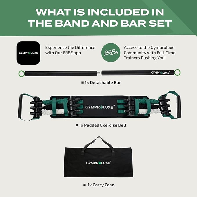 Portable Gym - Resistance Exercise Band Set - 200LBS Resistance Bands for Men & Women - Multi Gym Fitness Equipment & Pilates Bar for Home Workout