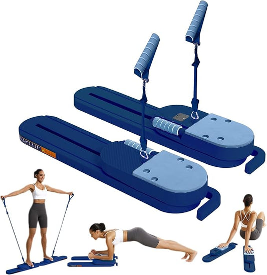 Portable Pilates Reformer Set for Women, Multi-Functional Pilates Exercise Board with Resistance Bands for Home Workouts, Core Strengthening, Toning, Abdominal Sculpting, Full-Body Fitness