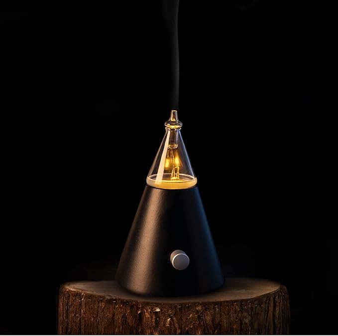 Professional Waterless Essential Oil Diffuser with Night Light, Wood and Glass Scent Diffuser for Home with Cold Air Tech. Original Babel Tower Design