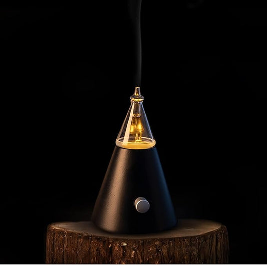 Professional Waterless Essential Oil Diffuser with Night Light, Wood and Glass Scent Diffuser for Home with Cold Air Tech. Original Babel Tower Design