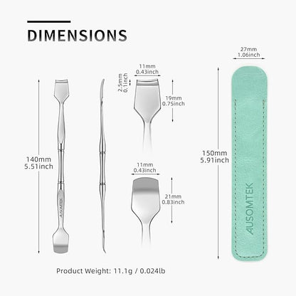 Blackhead Remover Tool, Pore Cleaner & Comedone Extractor Face Spatula, Professional Stainless Steel Whitehead & Pimple Extractor Tool for Facial Skin Care with Cyan PU Case
