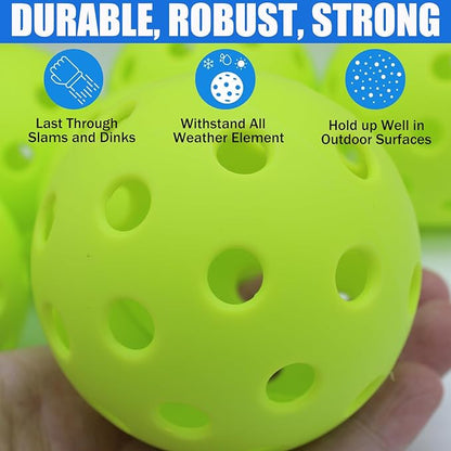 Magicorange Pickleball Balls, 40 Holes Outdoor Pickleballs, High Elasticity & Durable Pickle Balls for All Style Pickleball Paddles