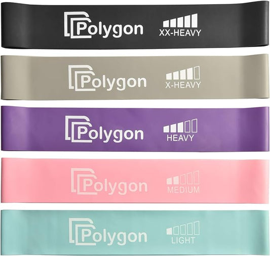 Polygon Resistance Bands for Working Out, Non-Slip Fabric Booty Bands for Women and Men, Exercise Bands for Legs and Butt, Glute & Hip Workout, Pilates & Home Fitness