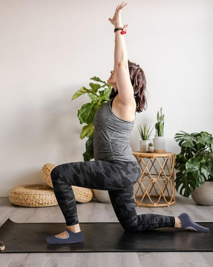 yeuG Grip Pilates Socks for Women Yoga Socks with Grips Open Top Non Slip Grippy Socks for Barre, Ballet, Barefoot Workout