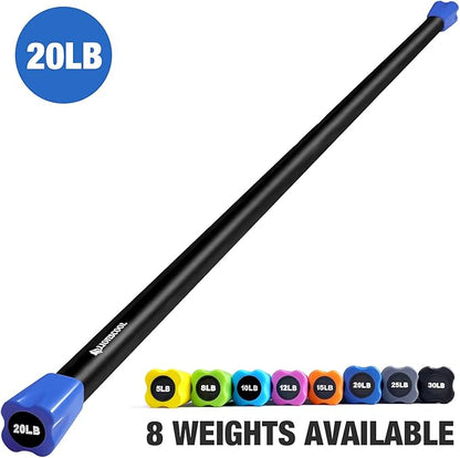 LIONSCOOL Workout Weighted Bar,Padded Exercise Weight Bar, Solid Steel Stretching weighted bar set for Body Sculpting, Physical Therapy,Body Toning