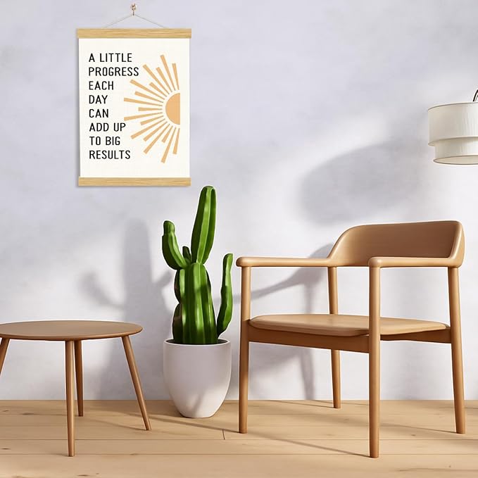YGSDZY A Little Progress Each Day Can Add Up To Big Results, Therapy Office Decor, Wood Poster Hanger, Mental Health Poster, Mental Health Posters, Motivational Office Decor, School Counselor