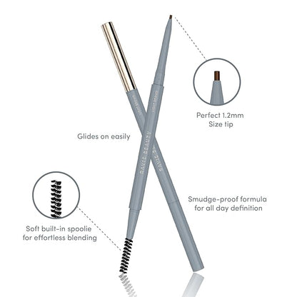 Easy Everyday™ Brow Pencil - Best Eyebrow Pencil for Women, Smudge Proof Hair-Like Strokes, 1.2mm Precision Tip with Spoolie, Vegan (Light Brown)