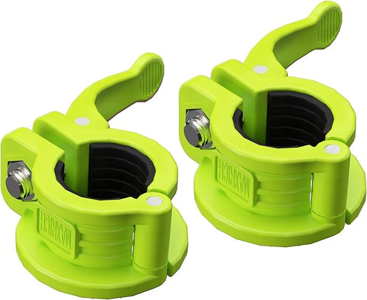 MAXRICH -T Barbell Clamp 1 inch Multiple Sizes & Adjustable Weight Clips for Barbell Quick Release Barbell Clips|Barbell Collar Bar Locks for Weight Lifting (Green)