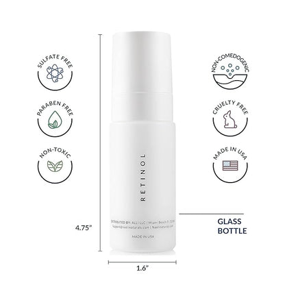 Retinoid Cream - 4.25% Retinol Night Moisturizer for Face & Neck with Collagen, Peptides & Hyaluronic Acid - Anti Aging Wrinkle Cream, Improves Skin Tone & Texture, 1.4 oz (Pack of 2)