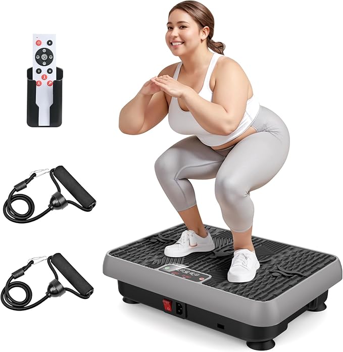 Premium Vibration Plate for Lymphatic Drainage, Weight Loss, Whole Body Workout Power Vibration Plate, Shake Plate,Home Gym Fitness Equipment,Grey