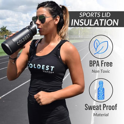 Coldest Insulated Water Bottle with Straw Lid - Stainless Steel Metal Insulated Bottle for Men & Women (Cosmic Ice Glitter, 24 oz)