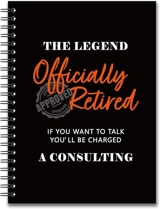 YAZMEEN Retirement Blank Spiral Notebook（160 Pages） The Legend Officially Retired Hardcover Notebook Journal Coworker Appreciation Gift Humorous Retirement Gift for Men Colleague Boss Leader Friend