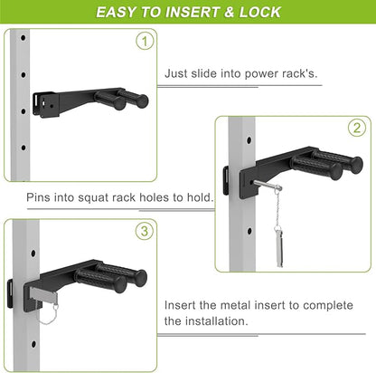 Dip Bar Attachment for Power Rack, Non-Slip Wide & Narrow Grip Handles, 500 lbs Capacity, Squat Rack Attachment for Dips, Inverted Rows, Push-Ups
