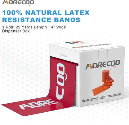 MORECOO Risistance Bands, 25 Yard Roll Professional Latex Stretch Bands for Physical Therapy, Elastic Bands for Upper & Lower Body Exercises, Lower Pilates, Home Workouts & Rehab, Core Exercise