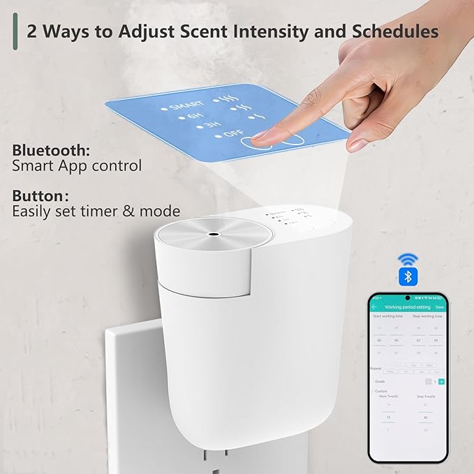 2025 Waterless Plug in Wall Diffuser, Mini Home Fragrance Diffuser for Large Room 1,000 Sq.ft Coverage, Wireless Portable Aromatherapy Set - Included 100ml Oil and Replacement Bottle