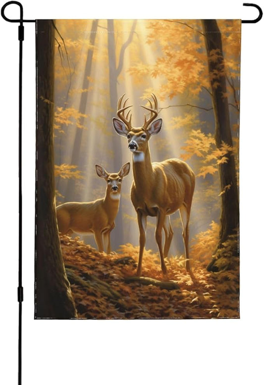 Deer in Woods Garden Flag 12x18 In Double Sided Yard Flags Lawn Sign Decor No Flagstand