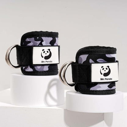 Slim Panda Ankle Strap for Cable Machine,Ankle Cuff for Kickbacks, Booty Hip Abductors,Glute Workouts, Leg Extensions, Curls for Men and Women, Adjustable with Double D-Rings