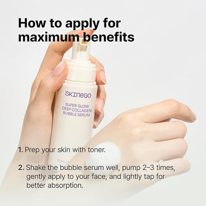 Super Glow Deep Collagen Bubble Serum with 1,005,189ppb Collagen – Anti-Aging, Hydrating, Skin-Firming, Fine Line Care, Korean Skincare – 2.36 fl.oz