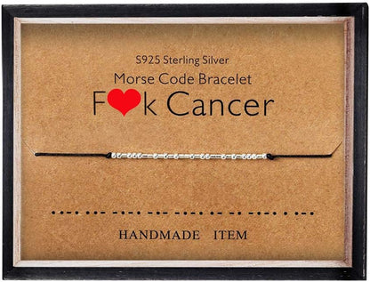 KGBNCIE Morse Code Bracelet for Women Sterling Silver Beads on Silk Cord Secret Message Fuck Friendship Inspirational Encouragement Bracelet Gift for Her