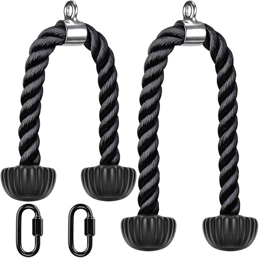 Kipika Tricep Rope, Cable Machine Attachments Pulley System Gym Pull Down Rope, Heavy Duty Nylon Rope with Soft Rubber Ends