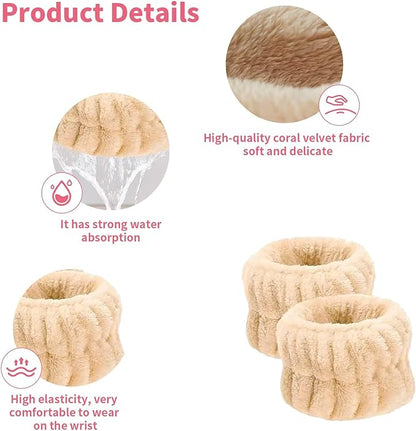 8Pcs Microfiber Wrist Bands for Washing Face, Absorbent Face Washing Wristbands, Spa Wristbands for Face Washing, Wrist Towels for Washing Face, Prevent Water from Spilling Down Your Arms.