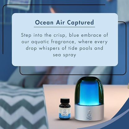 G's Breeze Smart Aroma Diffuser with 60ml Blue Lagoon Scent Refill – Bluetooth & Wi-Fi App Control - LED Lighting & Adjustable Intensity - Long-Lasting Fresh Aquatic Fragrance for Home or Office