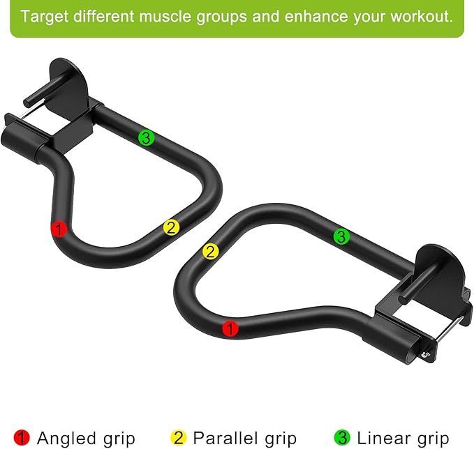 SELEWARE Solid Dip Bar Attachment for 2" x 2" or 3" x 3" with 1", 1/2" or 5/8" Hole Power Cage Squat Rack, Set of 2 Dip Bar Muti-Grip Handles for Strength Training, Double Welding Design
