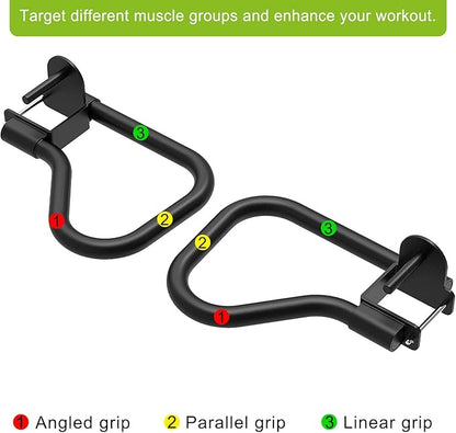 SELEWARE Solid Dip Bar Attachment for 2" x 2" or 3" x 3" with 1", 1/2" or 5/8" Hole Power Cage Squat Rack, Set of 2 Dip Bar Muti-Grip Handles for Strength Training, Double Welding Design