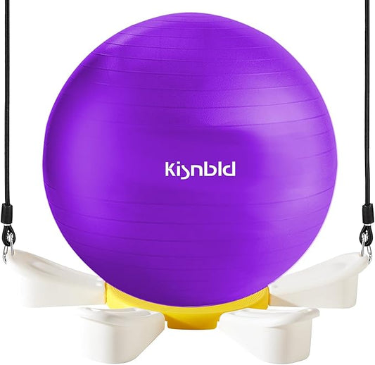 Exercise Ball, Daisy Shaped Yoga Ball Base with Resistance Bands for Stability, Yoga, Balance & Preganancy, Anti-Burst Ball Chair for Office, Home & Gym(65cm/22in)