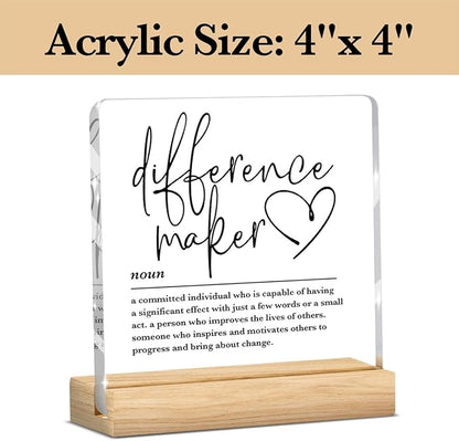 Difference Maker Gifts for Coach Mentor Leader Boss Teacher, Gift for Employee, Inspirational Office Gifts, Motivational Desk Decor, Inspirational Acrylic Desk Decoration for Office