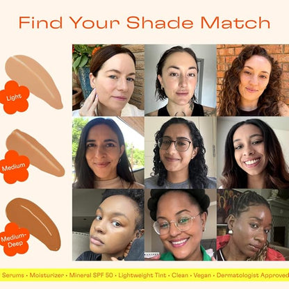 Daybird 4 in 1 Tinted Serum, Tinted Moisturizer and Sunscreen for Face, SPF 50+ Niacinamide, 1 Ounce (light)