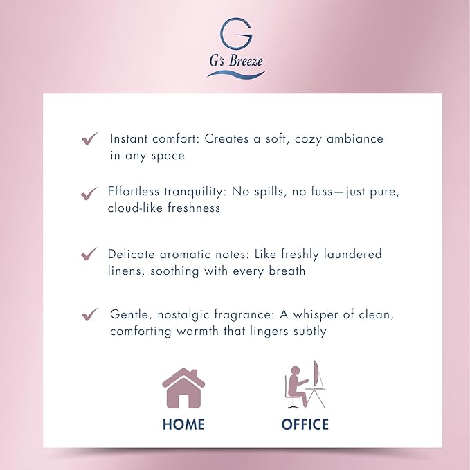 G's Breeze Smart Aroma Diffuser with 60ml Baby Powder Scent Refill – Bluetooth & Wi-Fi App Control - LED Lighting & Adjustable Intensity - Long-Lasting Soft Powdery Fragrance for Home or Office