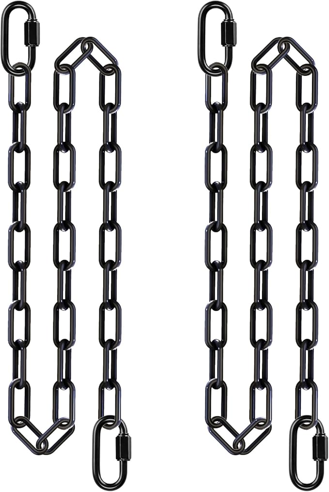 SELEWARE 2 Pack 80 Inch Hanging Swing Chain with 4 Carabiners, 1000LB Capacity Plastic Coated Hanging Chains, Hammock Hardware Kit for Swing, Hanging Chair, Punching Bags, Indoor Outdoor Gym (Black)