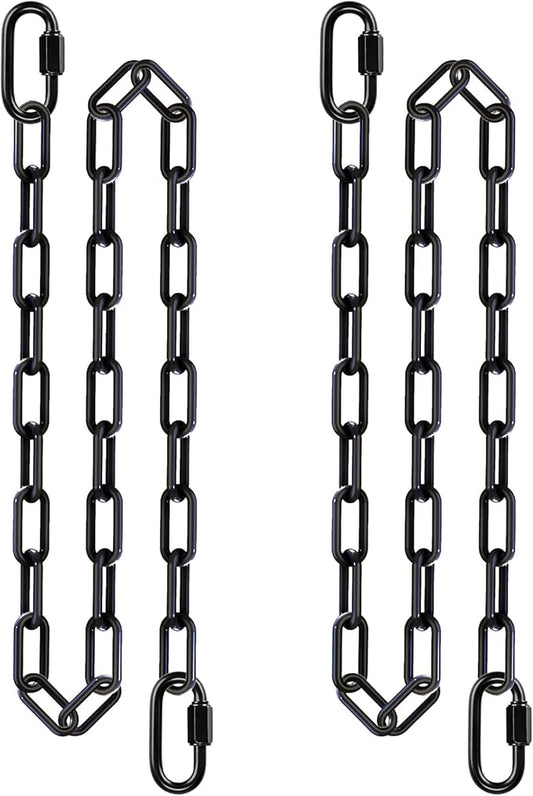 SELEWARE 2 Pack 80 Inch Hanging Swing Chain with 4 Carabiners, 1000LB Capacity Plastic Coated Hanging Chains, Hammock Hardware Kit for Swing, Hanging Chair, Punching Bags, Indoor Outdoor Gym (Black)