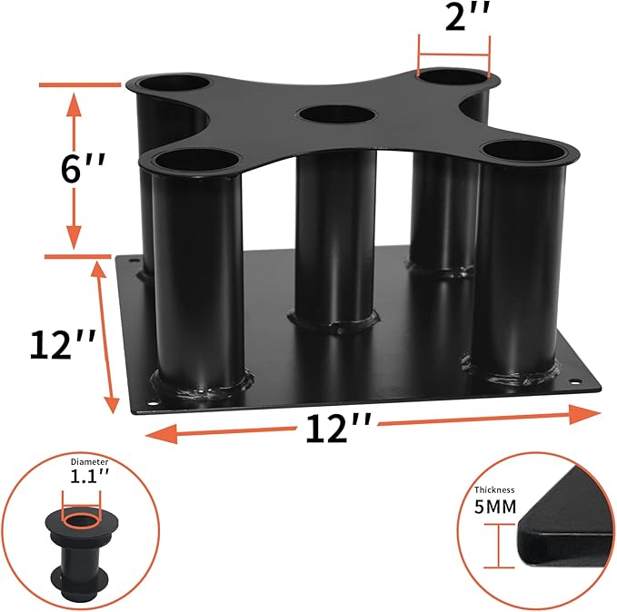 Barbell Holder Floor Stand Barbell Storage Rack Fit for 1" and 2" Olympic Bars, Hex Bars Trap Bars Curl Bars Triceps Bars,Holds 5 Bars