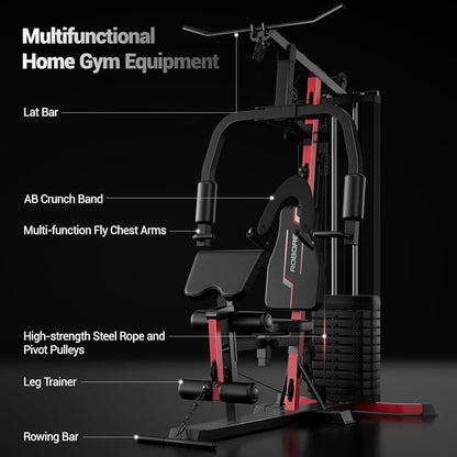 Home Gym, Workout Station with 160LBS Weight Stack, Exercise Equipment with Pulley System for Full Body Training