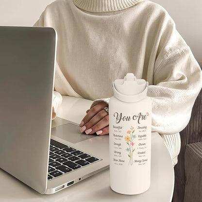 Christian Gifts for Women, Inspiration Water Bottle 32oz Stainless Steel Insulated with Lid, Religious Gifts for Mom Friends Ladies on Birthday Mother's Day Christmas