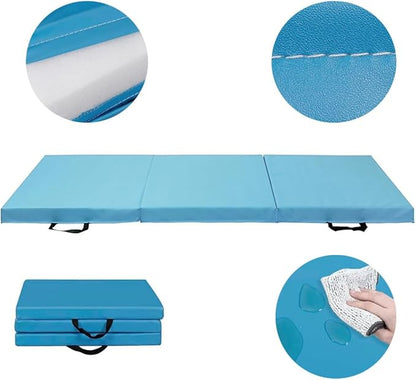 Gymnastics Exercise Mat - 2 Inch Thick Gym Mat PU Leather Waterproof for Tumbling, Folding Easy Carry Durable Gymnastic Mat, Balance and Home Workouts for Practice and Training Fitness